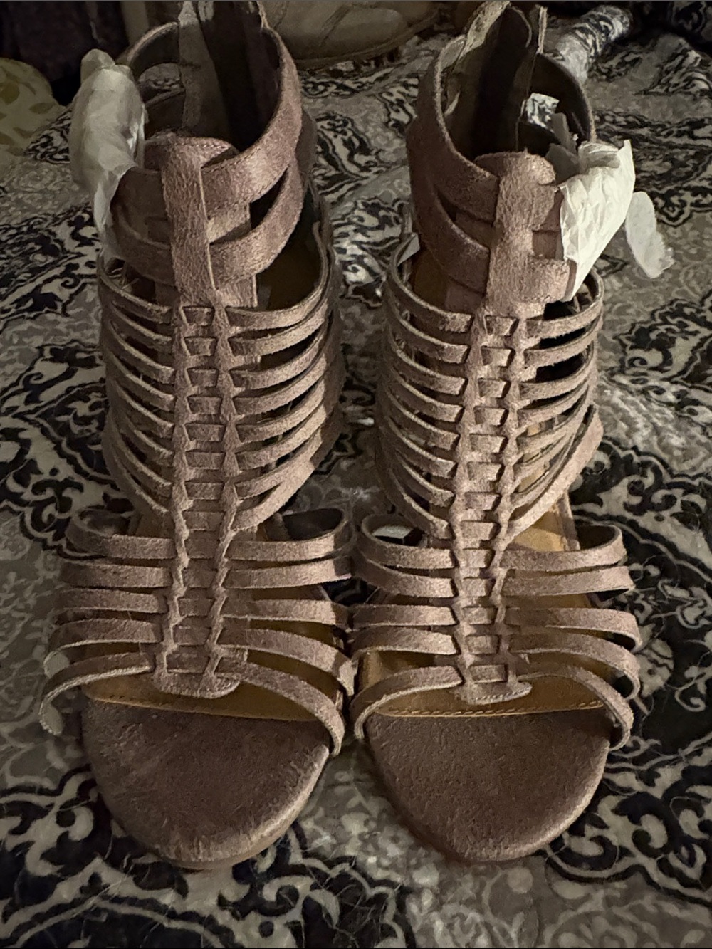 Not Rated Women's Metallic Rose Strappy Gladiator Heels